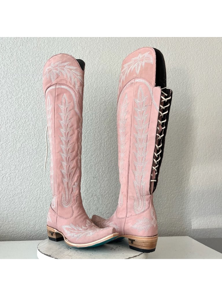 Lane Lexington Over The Knee Pink Cowboy Boots Western Cowgirl Snip Toe Size 7